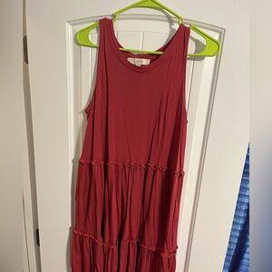 Loft Pink Tiered Tank Dress